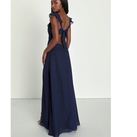 Lulu's Navy Maxi Dress - Picture 2 of 5